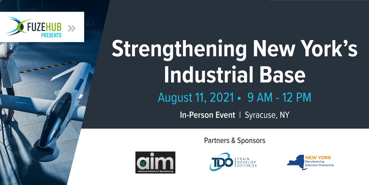 Fuzehub's tweet photo. Feeling Webinar Fatigue? Join us in-person this August for our Manufacturing Forum: Strengthening New York's Industrial Base. Learn more and register here: https://t.co/qdlRNjm9di #ManufacturingForum #NYManufacturing https://t.co/oPRD3zr47W