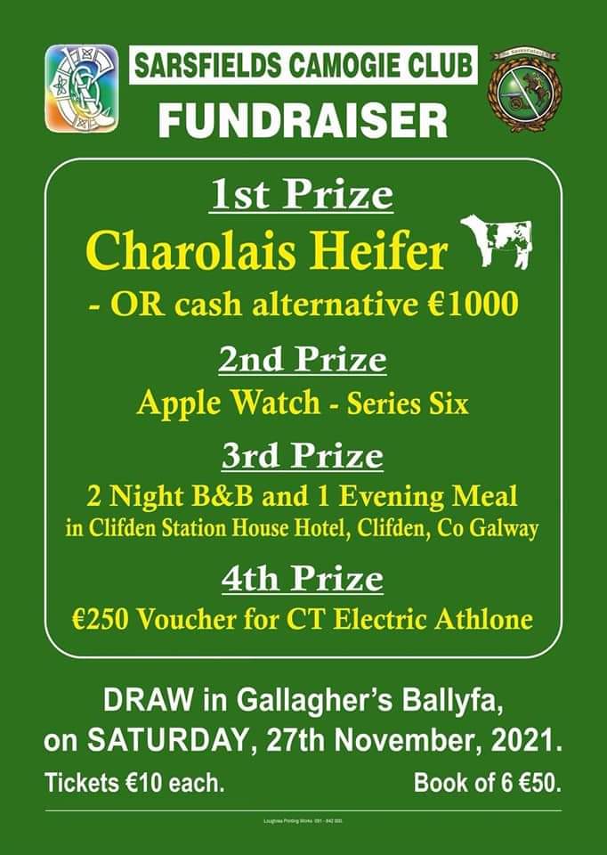 SarsfieldsCC's tweet photo. Get your tickets online now via our Klubfunder link below

Purchase 1 ticket for €10.00 
https://t.co/Jq4bnR3ork

Purchase 6 tickets for €50.00 
https://t.co/ggVn0Bsjg7

Tickets also available in Gallagher's of Ballyfa and from members of our finance team 😃 https://t.co/7SDOKSt5Zq