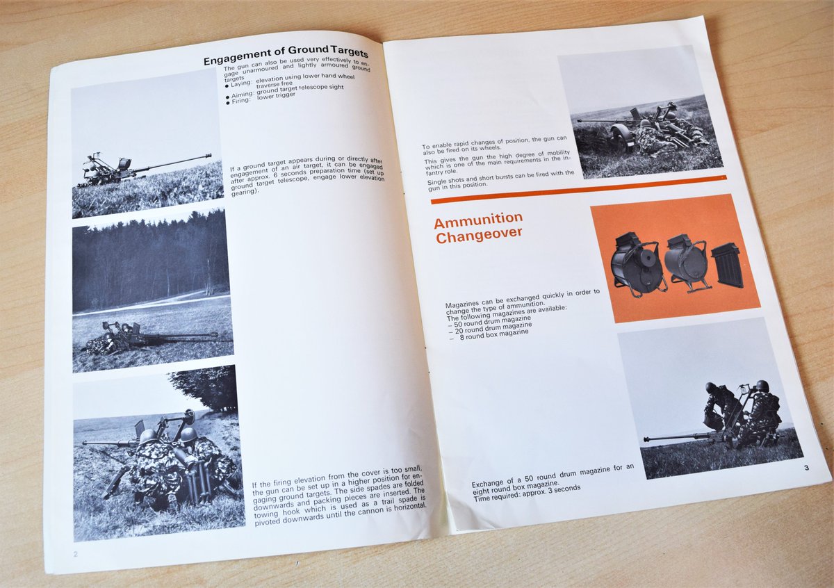 historicfirearm's tweet photo. Here's a couple of pages from the brochure discussing the 20mm Oerlikon's ground role and the various magazines that are available for it!

More here - https://t.co/4YOzpqQR9i

#History #Militaria #ReferenceCollection #ColdWar #Cannon #Oerlikon https://t.co/ejzMRNUgnM