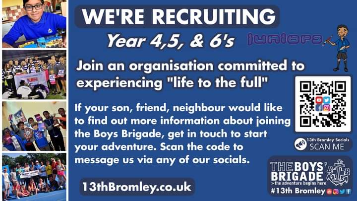 We have a few spaces in our Junior Section. They meet every Friday at <a href="/TheTempleURC/">Temple URC</a> and run a range of activities for young people in Year 4-6. Check us out on all our socials. Drop us a line if you would like some more information or fancy coming a long to try us out.