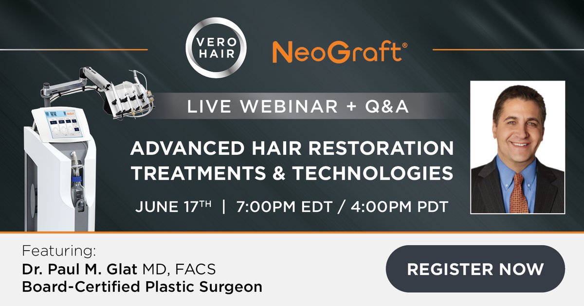 On June 17, join us for a webinar on advanced hair restoration treatments &amp; technologies, featuring world-renowned plastic surgeon <a href="/PaulGlatMD/">Dr paul glat</a>, and discover how you can capitalize on the accelerating global market of hair restoration. Register today: bit.ly/3zaCuX3