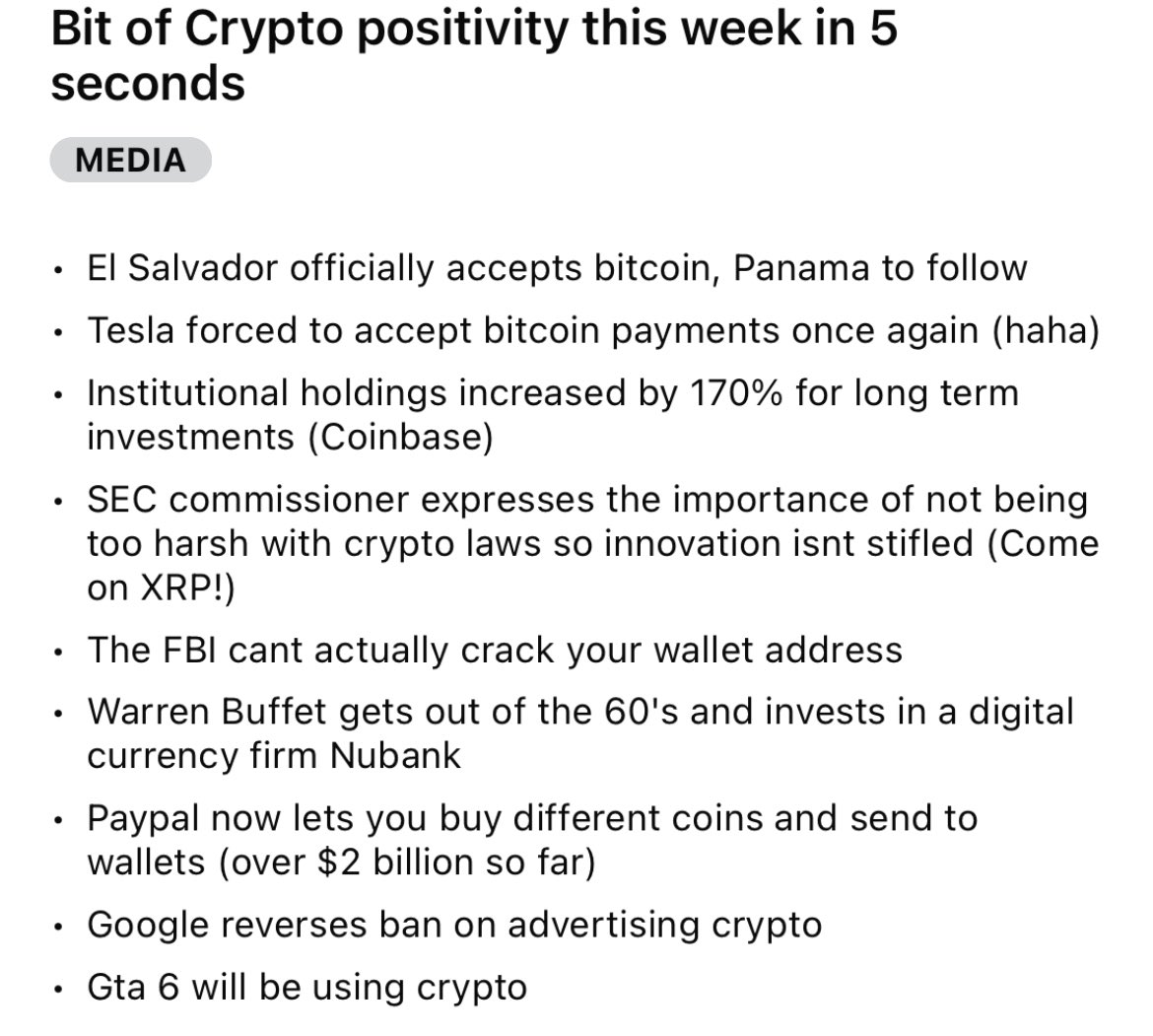 mrjasonjohn's tweet image. Some crypto news and points this week. #Retweet #crypto #btc #xrp #doge #eth