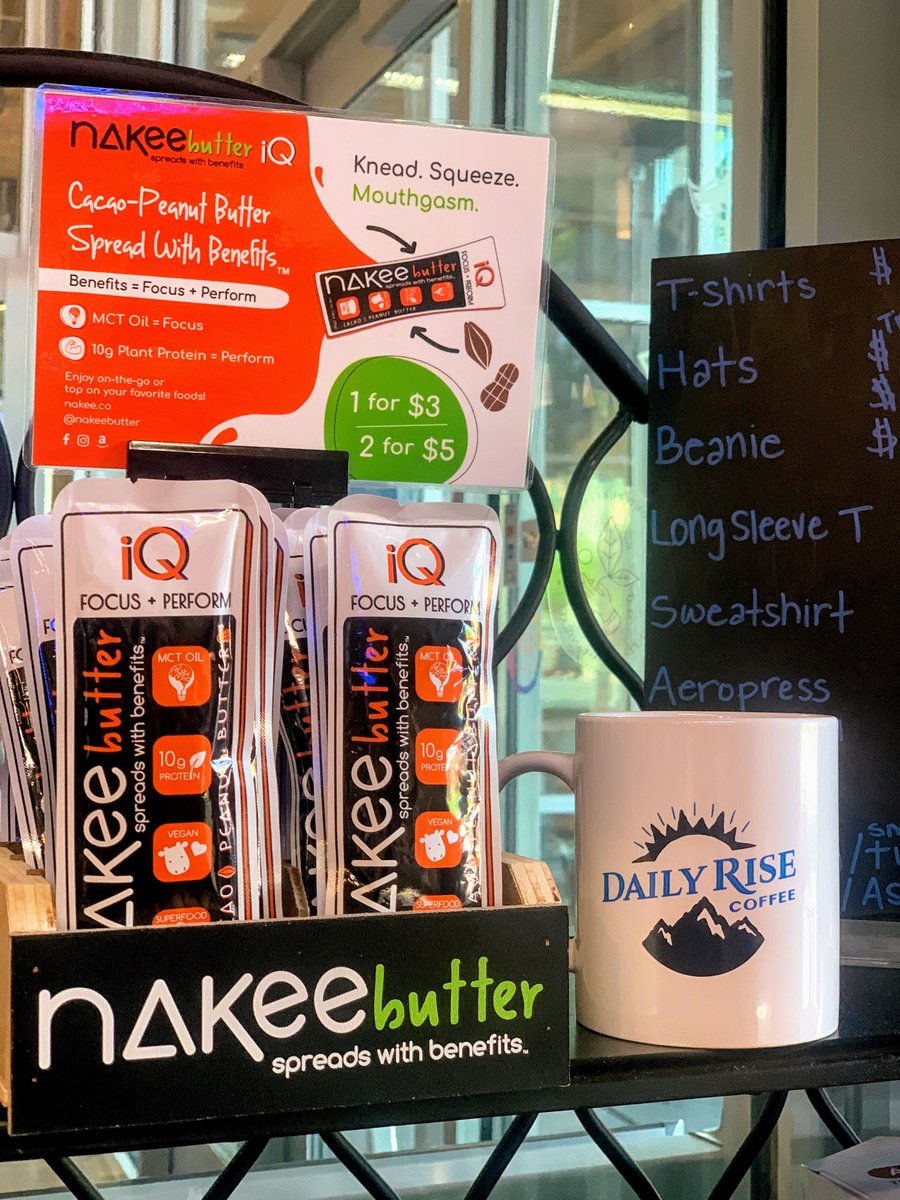 We are grateful to say we are now carried in 6 states thanks to our new wholesale partners at <a href="/dailyrisecoffee/">Daily Rise Coffee</a> -- bonus: the owner, Jeff, is a Michigan native!

Daily Rise Coffee is a badass spot that carries amazing coffee, sweet &amp; savory crepes, &amp; now: Nakee Butter! 🤗🍫🥜