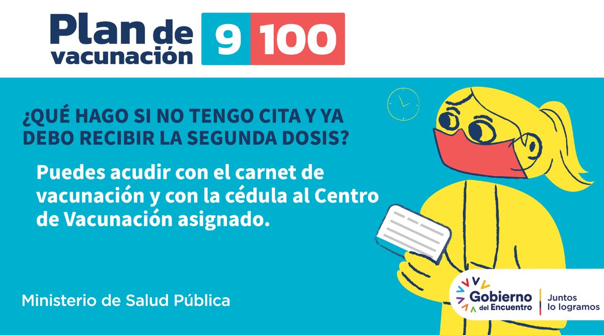 GoberTungurahua's tweet photo. #JuntosLoLogramos | Puedes asistir con tu cédula y el certificado y/o carnet de vacunación al Centro de Vacunación asignado en → https://t.co/Tdy2DeNRe1

No es necesario que madrugues, asiste de lunes a domingo de 08:00 a 17:00.

#PlanVacunación9100 https://t.co/abgnvIS9pA