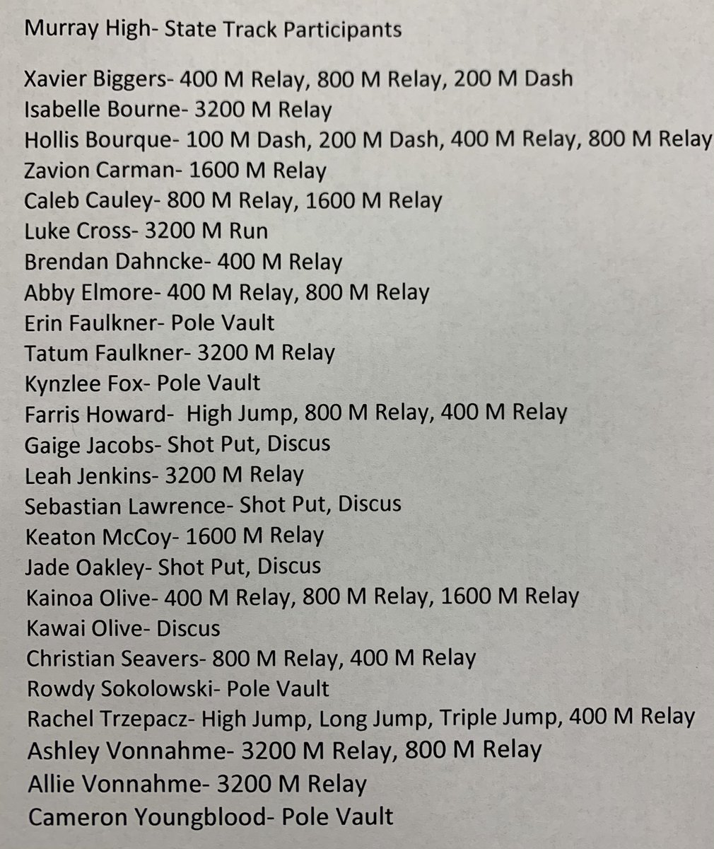 MurrayTigers's tweet photo. Murray High Track Team State Bound! Good luck tomorrow! @MurraySchools @AthleticsMMS https://t.co/61LNk0ifAr