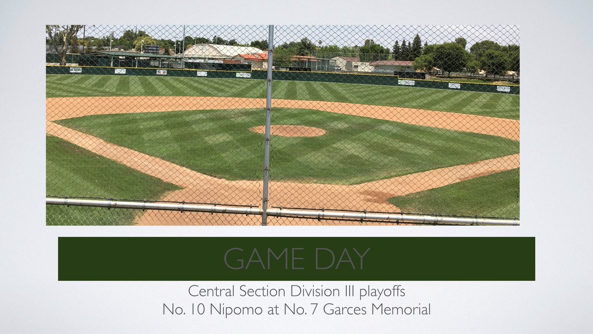 GarcesAthletics's tweet photo. ⚾️GAME DAY ⚾️

Fanucchi Field all set for today's Central Section Division III baseball opening round as No. 7 Garces Memorial hosts No. 10 Nipomo at 4:30 p.m.
Cost is $7 for adults and $5 for seniors/students with ID.
Please enter through street gate on Columbus St
#GoRams https://t.co/zcJgEtbrb7