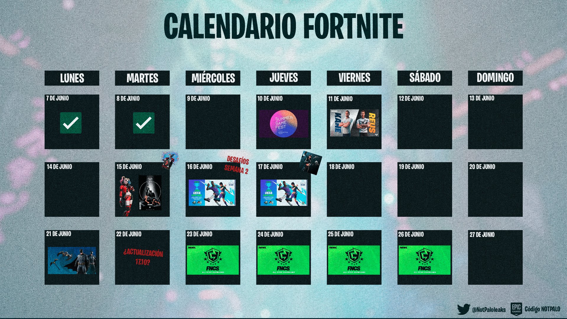 NotPalo Noticias y Filtraciones de Fortnite on Twitter "Calendario