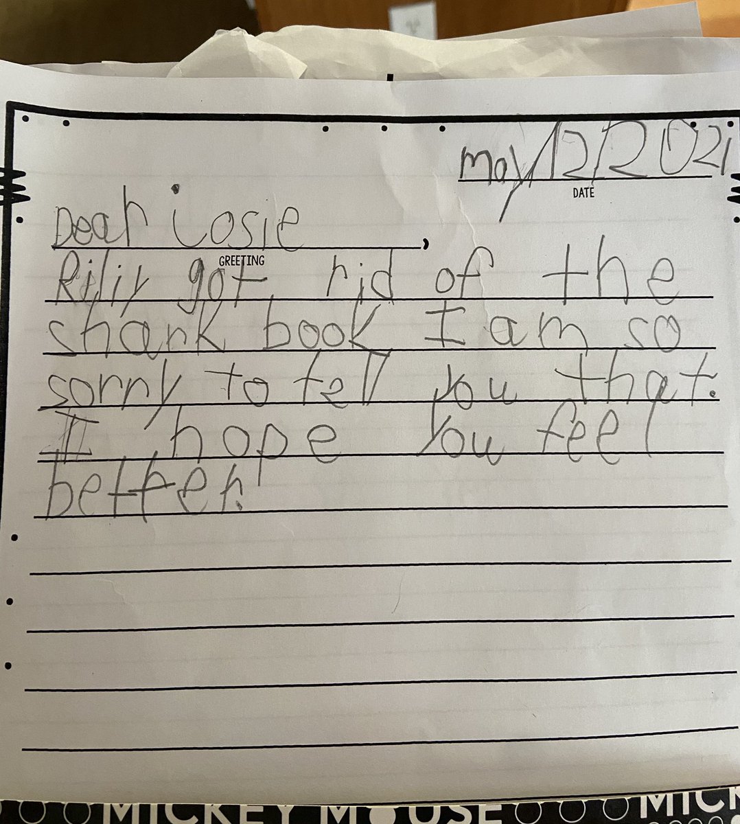 CandiceScheets's tweet image. End of the year and I go through my child’s papers....she definitely has a knack for being the bearer of bad news 🤣🤣 RIP #Shark Book