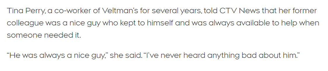 SamHersh01's tweet photo. This was in a @CTVNews article. 

This guy literally drove into a young family for the sole reason that they were Muslim.

If the media wants a reason for why white supremacy continues to bloom in Canada, their constant humanizing of white supremacists is a perfect example. https://t.co/hRrWHzjq4j