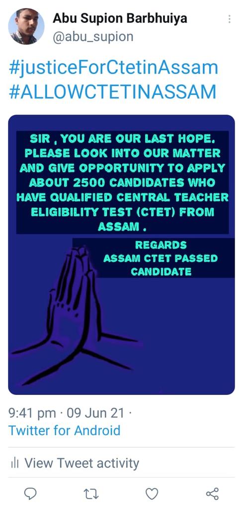 MangalBPRD's tweet photo. #AllowCtetInAssam 
#JusticeForCtetInAssam 
@ranojpegu
@himantabiswa 
@DrRPNishank https://t.co/pEQFdD2pbL