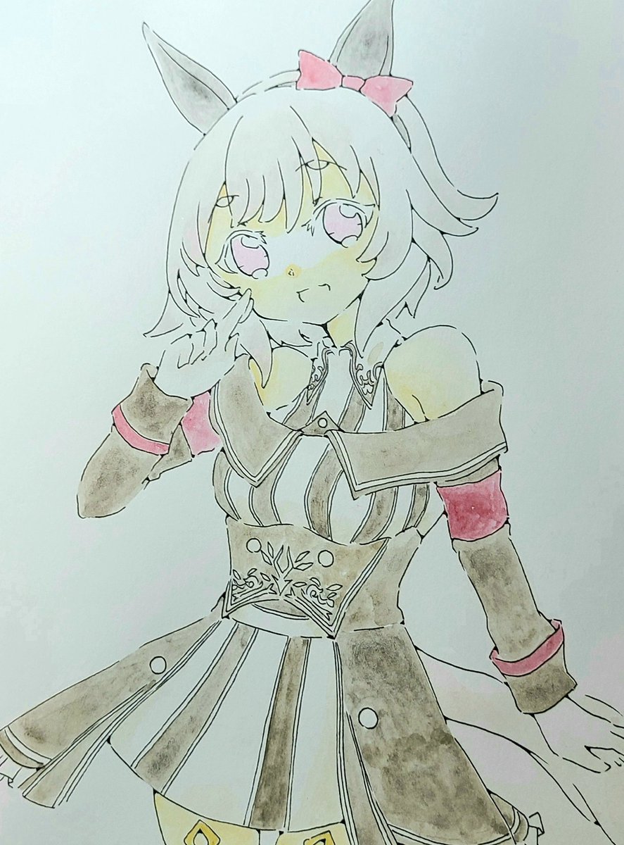Maro 透明水彩 色鉛筆 W F 紙質はさらさらしてるのに うねる感じもなく 綺麗に色が乗りました パキッと発色良い絵を描きたい時に 重宝するかもです Ohuhu ウマ娘 カレンチャン アナログイラスト 透明水彩 色鉛筆 T Co 3r3mbitu0z