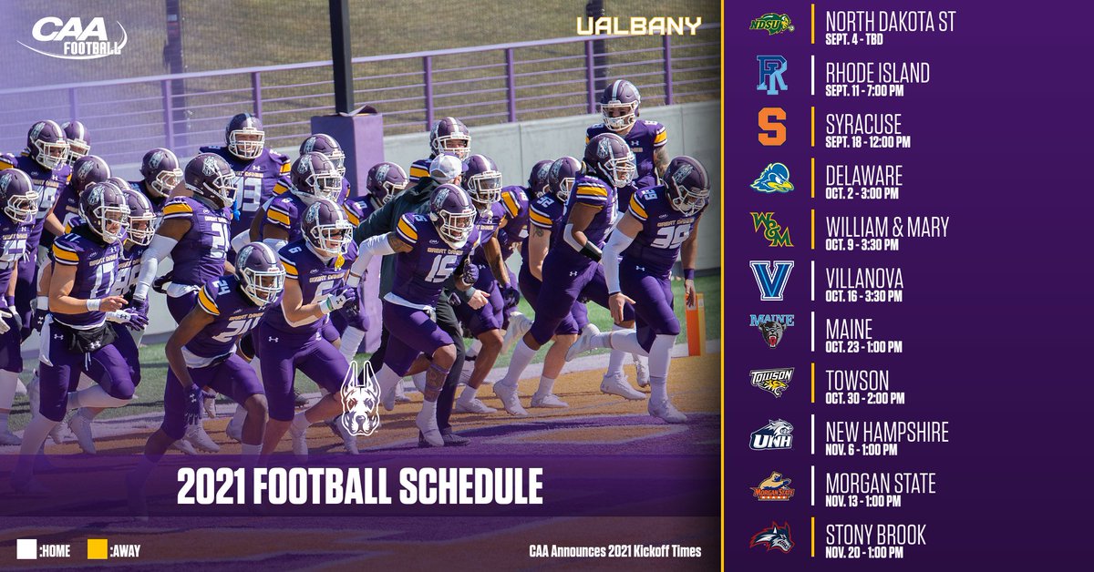 🚨 SCHEDULE ALERT 🚨

The CAA announces kickoff times for the 2021 football season.  

Read more ➡️ bit.ly/2SnHNl5

#BeGreat // #CAAFB