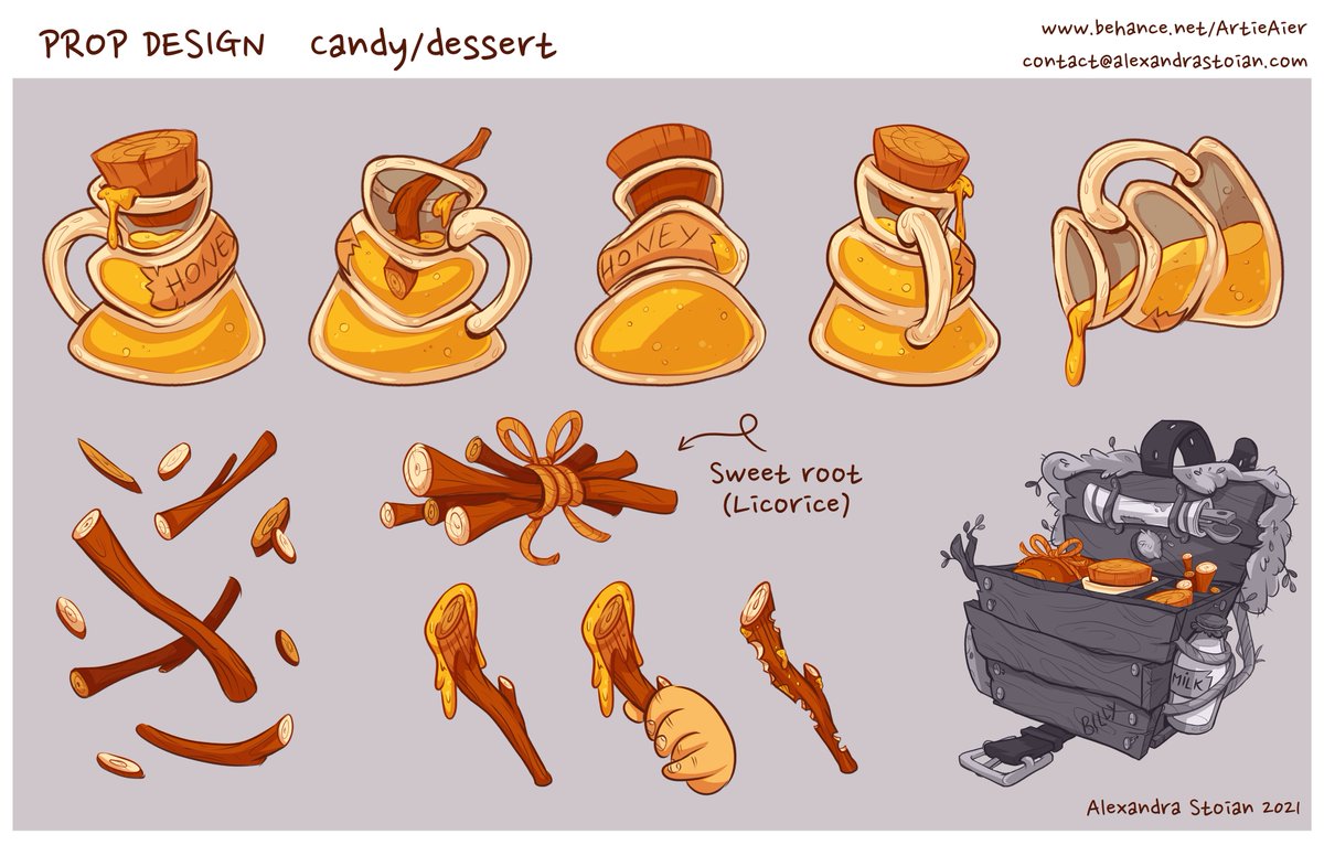 AlexandraArtie's tweet photo. Dessert prop design π―
#prop #propdesign #propdesigner #visdev #visdevart #visualdevelopment #animation #cartoon #illustration #stylizedart #conceptart #foodart #fooddesign #lunchbox #honey #licorice #sweetroot #lineart #ink #turnaround #sketch https://t.co/Jd2YBY5M9f