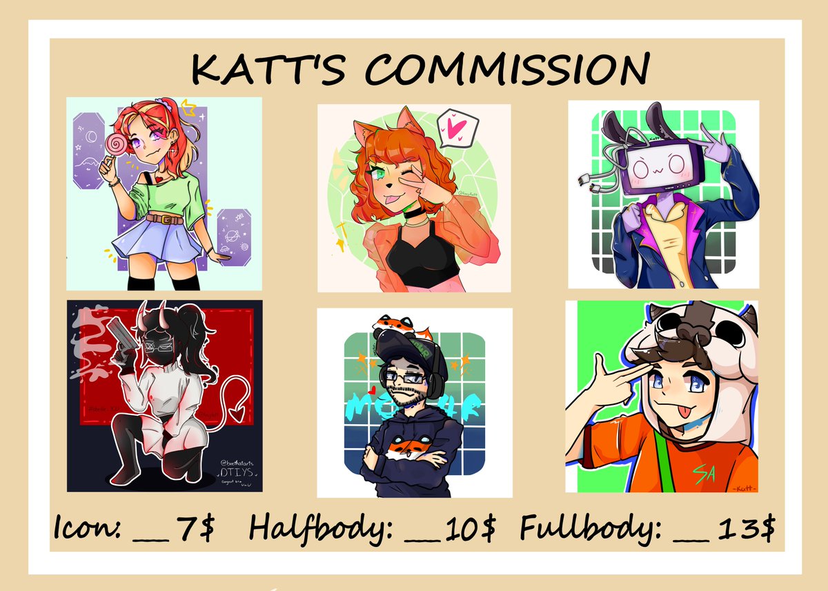 Kattz_Here's tweet photo. Finally decided to make commission sheets. Feel free to dm me for more info 
RTs are highly appreciated <3 https://t.co/5RK8vDcPuZ
