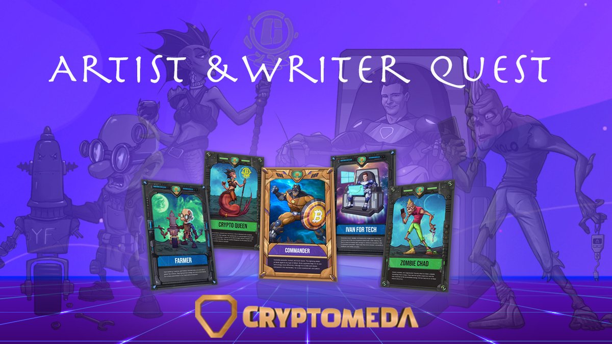 Cryptomeda launches #Artist👩🏻‍🎨 &amp; #Writer✍🏻 quest 

🏆Prizes to be won🏆
✅ $2,600 worth of $TECH
✅ 15 Limited Edition In-Game “Yield Farmer” NFT

👇🏻Read to participate👇🏻
bit.ly/CryptomedaQuest