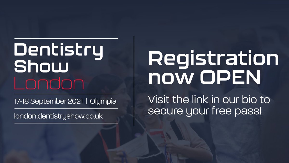 dentistryshowCS's tweet photo. We are delighted to announce that registration for the Dentistry Show London 2021 is now open - at long last!

Visit the link in our bio to register for FREE today! 

17-18th September 2021, Olympia London

#DSL21 #DSB #DentistryShowLondon https://t.co/lSofX7SEnB