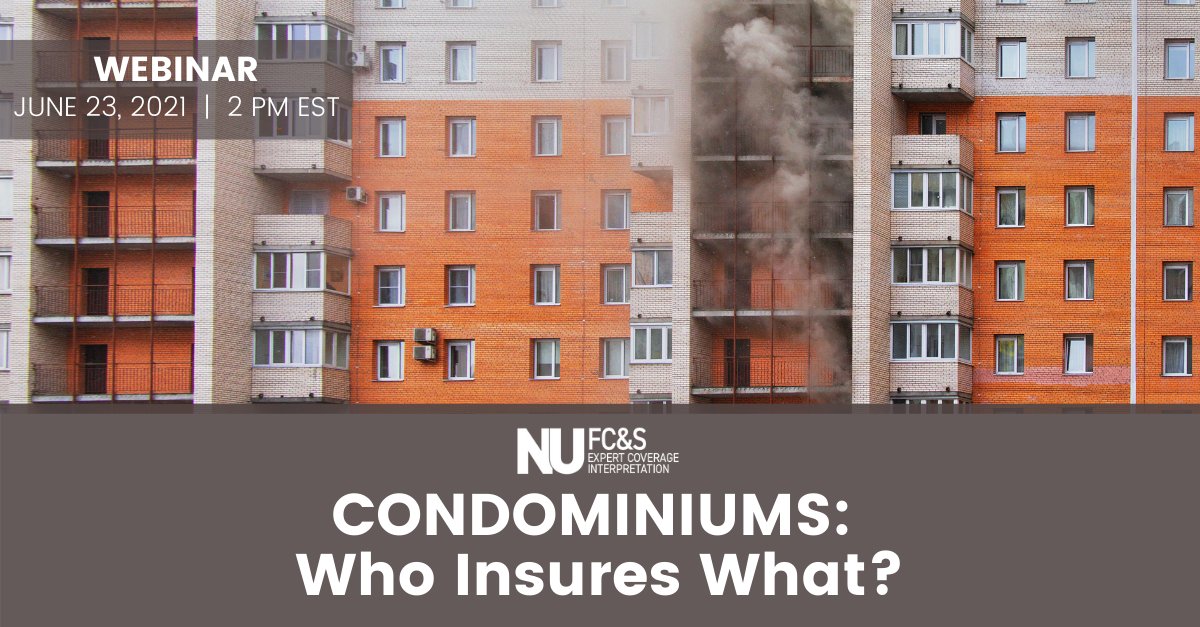 FCS_Coverage's tweet image. FREE Webinar! 

Condominium properties are typically owned by separate parties, making insurance coverage confusing. Join us in this free, live webinar as they dissect policy language to answer real questions submitted by FC&amp;amp;S subscribers. Register here: bit.ly/3pCfzPJ