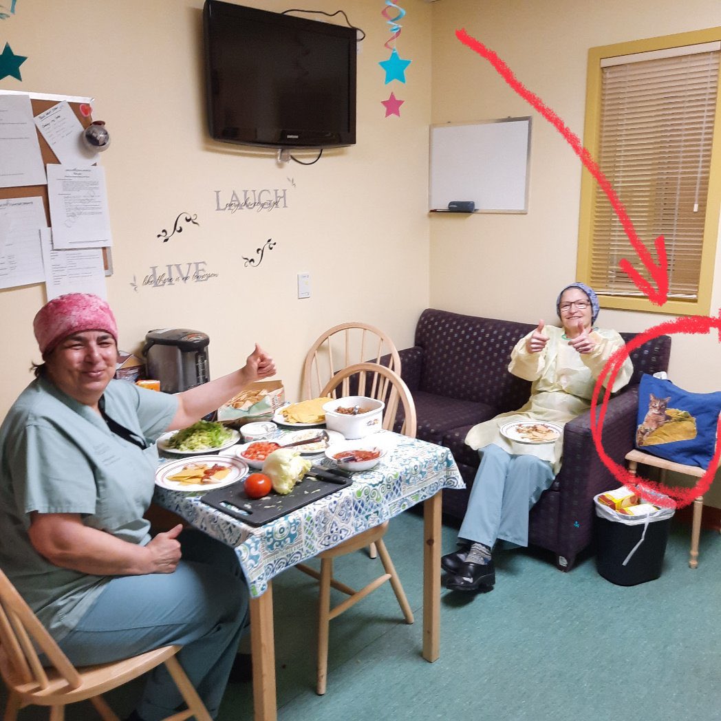 Shout out to the frontline workers at the Qikiqtani Hospital in Iqaluit, Nunavut having taco Tuesday with lil’ Larry ❤️ Amazing! #hereos #frontlineworkers #iqaluit #qikiqtanigeneralhospital #mycatlarrydavid @synnevataylor