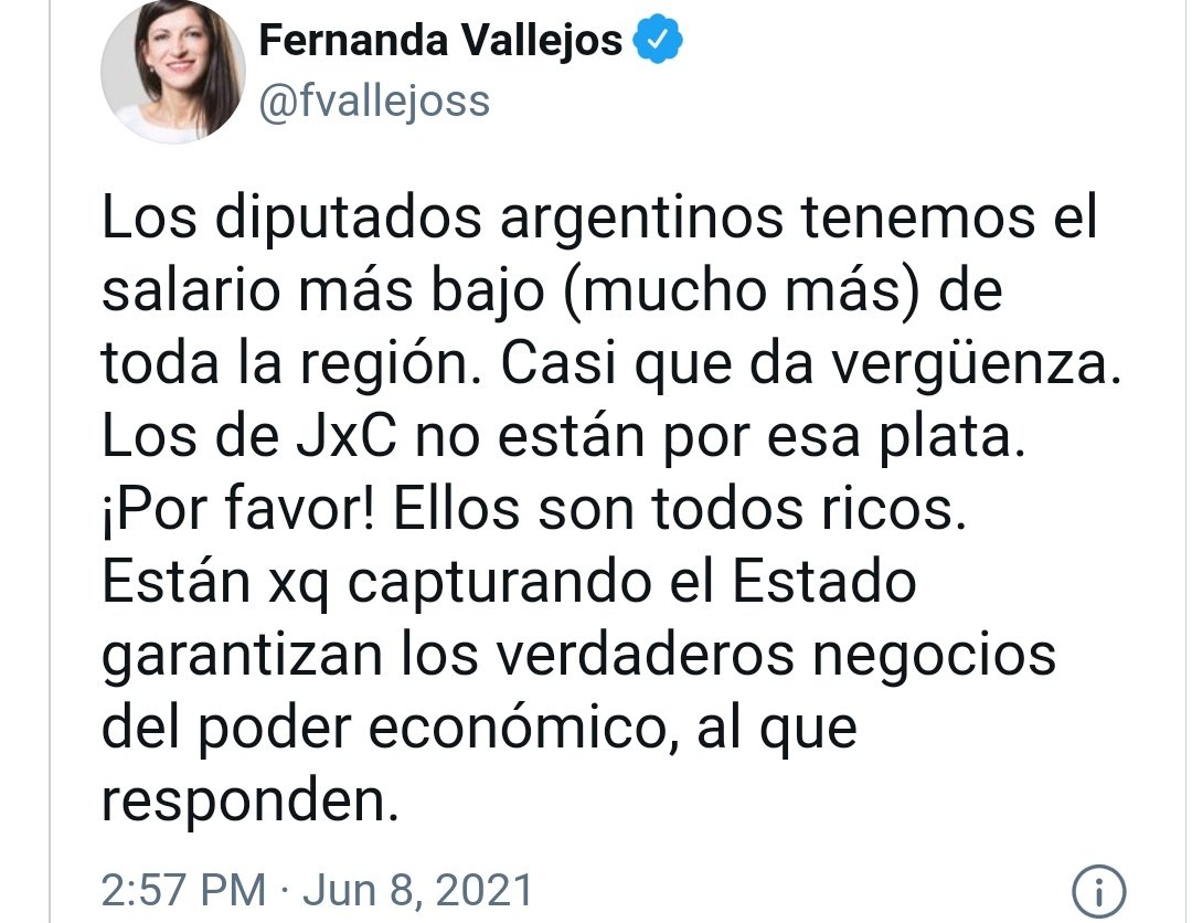 RAMIROMARRA's tweet photo. Sigo sorprendido con esto: Vallejos se queja de ganar poco, pero su sueldo es de $238.829 por mes. Mientras que el sueldo promedio del sector privado es de $68.109 mensuales. 

Para colmo, le molesta que un CEO de una empresa PRIVADA, gane más que ella. Solo una kirchnerista 🤦🏼‍♂️ https://t.co/kqMwmlhHrU