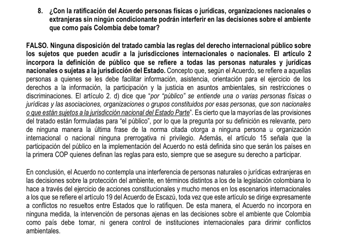 carolinaguerram's tweet photo. FALSO @MariaFdaCabal De la misma manera en que ya no existe la Unión Soviética, el Acuerdo De Escazú no implica ceder (si Mafe es con C, no con S) la soberanía de Colombia a organismos internacionales. Las reglas de derecho internacional público NO cambian https://t.co/XINPrHLZSM https://t.co/jThMHxYoAt