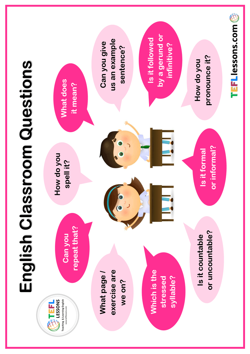 TEFL_Lessons's tweet photo. FREE Classroom Questions Poster: https://t.co/94NCyZ9QKR
#teflteacher #tefllessons #tefl #english #teachingenglish #learnenglish #eslmaterials #englishlanguage #teflteaching #teflcourse #freeeslmaterials #englishteacher #grammar #speakingpractice #vocabulary #speakingenglish https://t.co/yghbnF3qpV