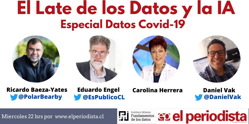 PolarBearby's tweet photo. [#DatoseIA] Hoy en el Late de los Datos y la Inteligencia Artificial tenemos un especial sobre el #Covid19Chile con la Dra. Carolina Herrera y Eduardo Engel de @EsPublicoCL. Como siempre a las 22 horas en @ElPeriodista  junto a @Danielvak. https://t.co/eAjrhOTm2w
