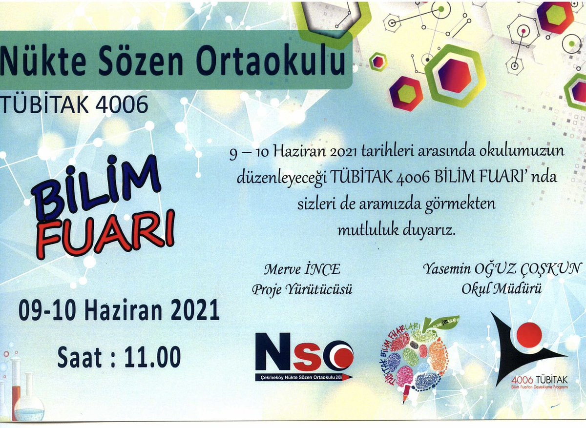 TÜBİTAK 4006 Bilim Fuarımıza tüm öğrenci, öğretmen ve velilerimiz davetlidir. 

<a href="/AdemArslan34/">Adem Arslan</a> <a href="/burhan131/">Burhan BAYRAK</a> <a href="/CekmekoyMEM/">Çekmeköy İlçe Millî Eğitim Müdürlüğü</a>