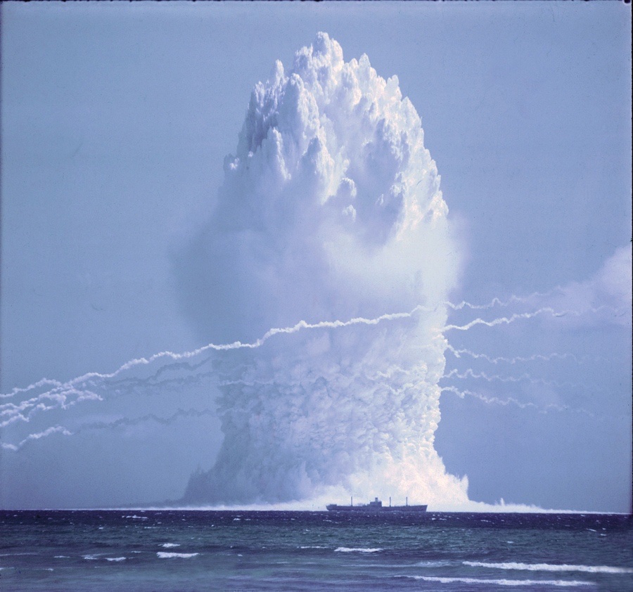 NUKES on X: "Underwater atomic explosion code-named «Umbrella», with a yield of 8 kilotons, was conducted at a depth of 45 m in Eniwetok lagoon, June 9, 1958. The Michael Moran (EC-2)