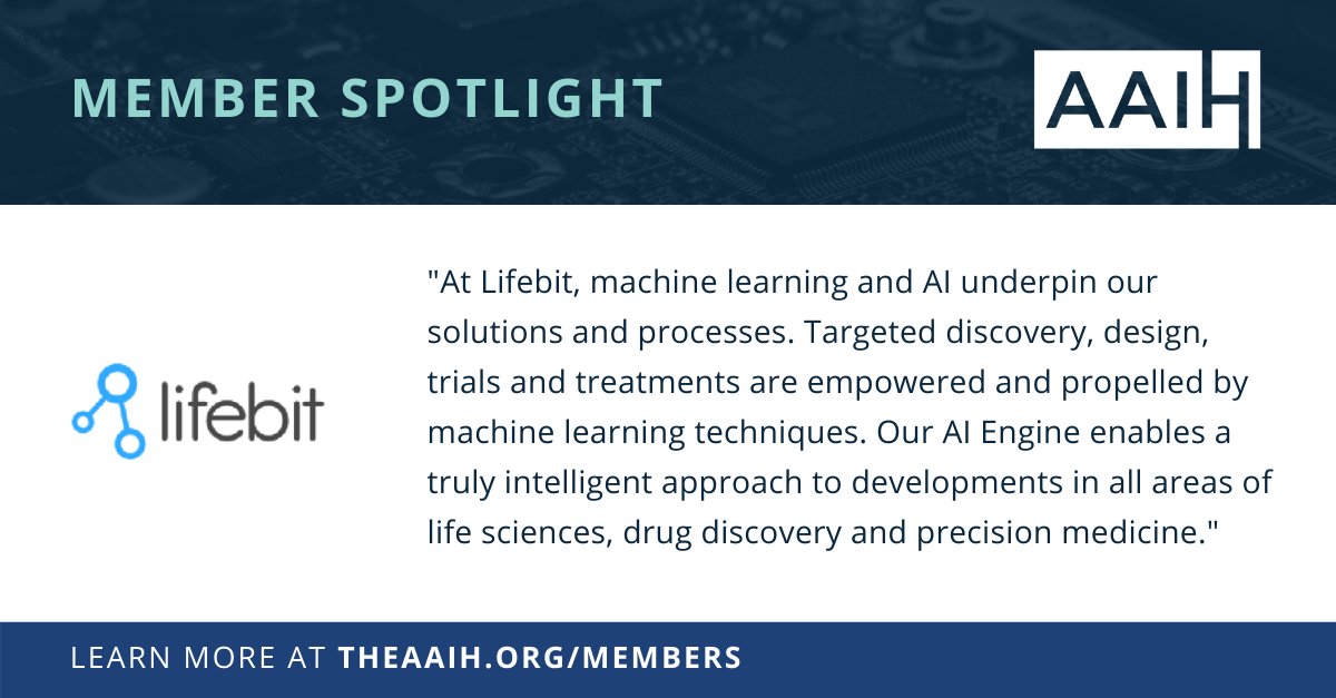 AAIH Member Spotlight: welcome to our new member <a href="/lifebitAI/">Lifebit</a> and congratulations on their partnership with <a href="/Boehringer/">Boehringer Ingelheim</a> Ingleheim! #aihealthcare #artificialintelligence #ai #aaih