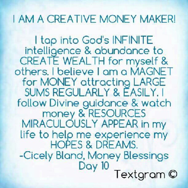 ProsperSource's tweet photo. Today's #MoneyBlessings #Affirmation: I AM A CREATIVE MONEY MAKER! Connect to your Divine creativity with https://t.co/hdYqXPc3Hs #ProsperSource #RobertWesleyB #ProsperNow #EmpowerYourselfWithStrength https://t.co/BbJ7e0SVGx
