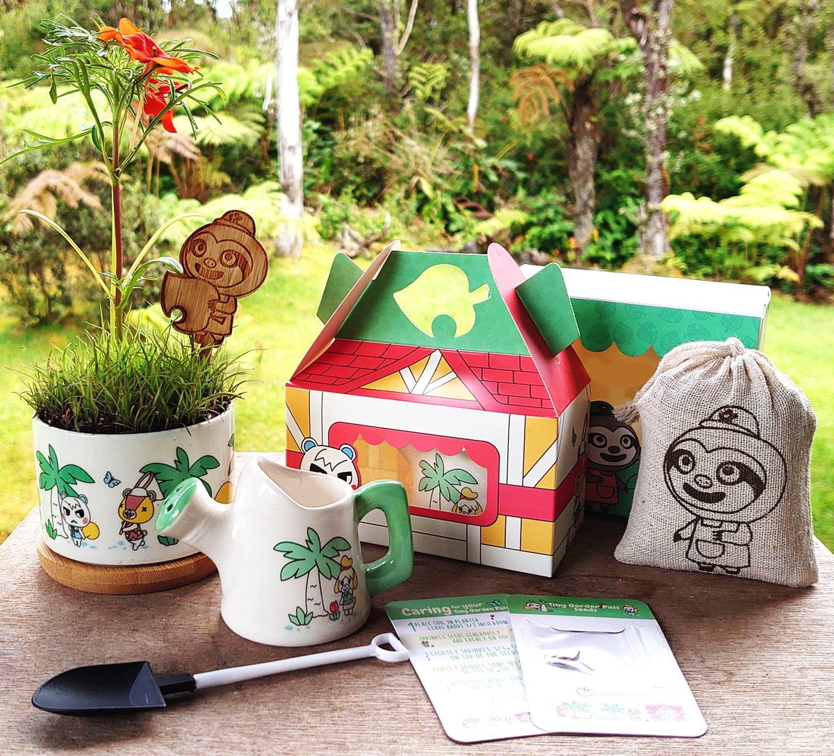 This Animal Crossing New Horizons themed Gardening Kit includes a Ceramic  Planter Pot, Watering Can, a Leif Canvas Bag with Soil and so much more. # AnimalCrossing