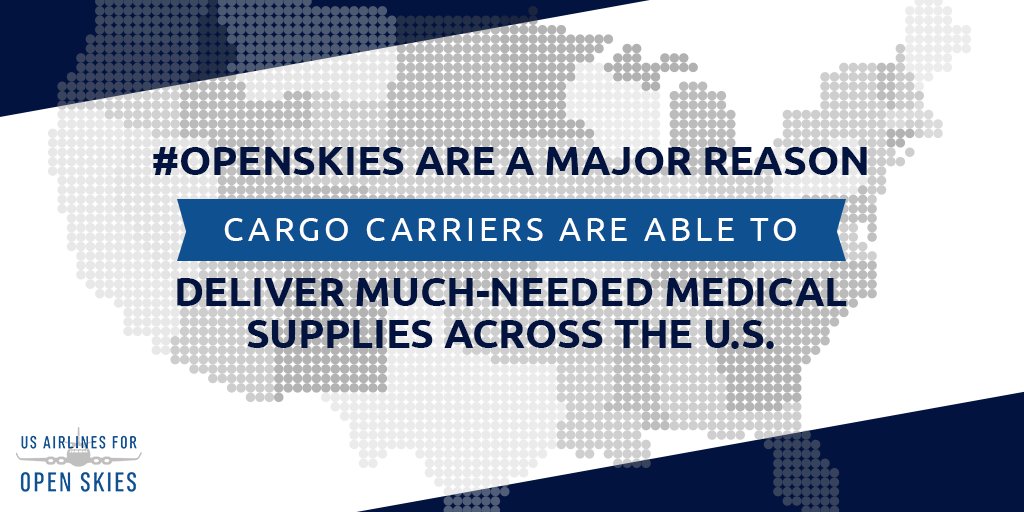 USA4OS's tweet photo. #OpenSkies are a major reason cargo carriers are able to deliver much-needed medical supplies across the U.S. Read about how open skies are helping the #COVID19 response at https://t.co/knytEp1OMY https://t.co/b8IvCIn3ee