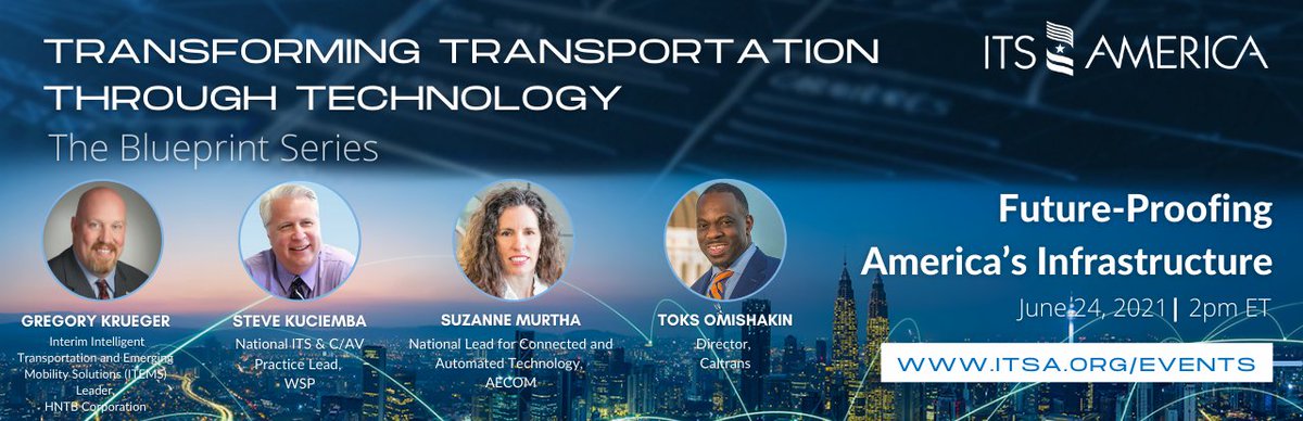 ITS America (@its_america) on Twitter photo Now is the time to transform America’s aging and outmoded transportation systems. On June 24, 2pm ET, let's hear from the builders of this vision from <a href="/HNTBCorp/">HNTB</a>, <a href="/wsp/">WSP</a>, <a href="/AECOM/">AECOM</a>, and <a href="/ToksOmishakin/">Toks Omishakin</a> – <a href="/CaltransHQ/">Caltrans HQ</a> abt how tech is making this future a reality. itsa.org/event/future-p… Now is the time to transform America’s aging and outmoded transportation systems. On June 24, 2pm ET, let's hear from the builders of this vision from <a href="/HNTBCorp/">HNTB</a>, <a href="/wsp/">WSP</a>, <a href="/AECOM/">AECOM</a>, and <a href="/ToksOmishakin/">Toks Omishakin</a> – <a href="/CaltransHQ/">Caltrans HQ</a> abt how tech is making this future a reality. itsa.org/event/future-p…