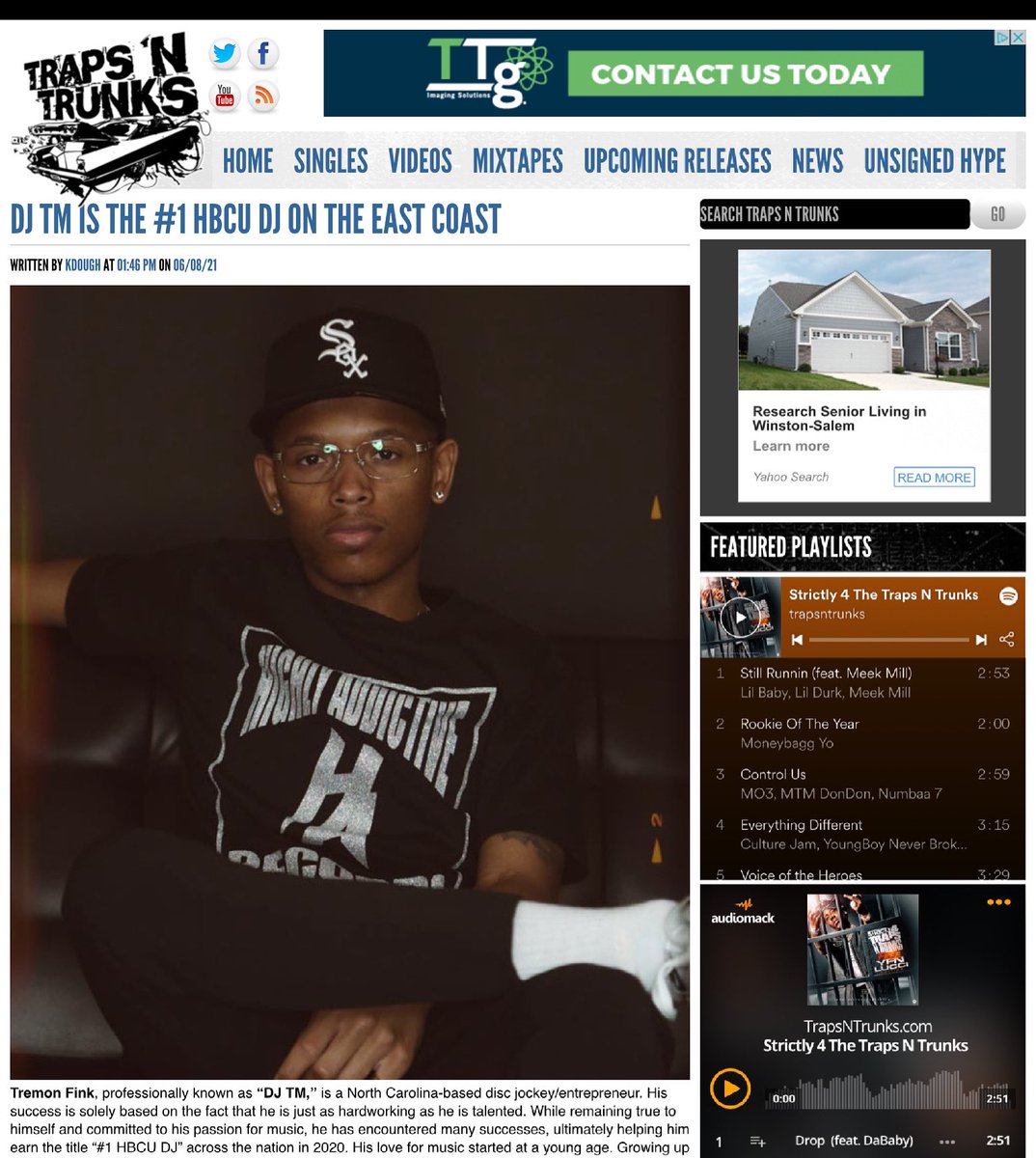 TreMonJamal's tweet photo. MORE PRESS! My God is doing numbers and Iโm forever grateful. Shoutout to @trapsntrunks for the write up on #TheColdestAlive.
Hope I can shine light on all HBCUโs thru my passion ๐๐ฝ https://t.co/AQyf6pX7pZ