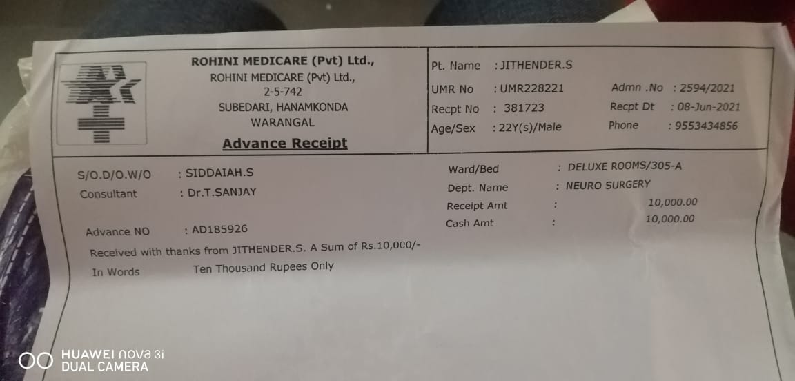 saiteja_vojjala's tweet photo. Name : S.Jithender
Add : Potharam, Jangaon
Alumni of KUCE&amp;T, met with an accident two days ago and admitted in Rohini Hospital, Warangal. He had a Head injury and is in a serious condition. To meet the medical expenses, we need all your support🙏 @SonuSood @SoodFoundation https://t.co/S2nimgW5Nt