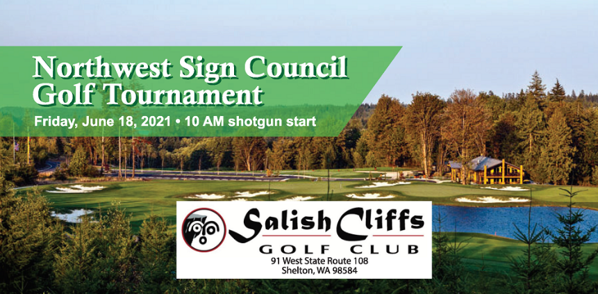 NWSignCouncil's tweet photo. Attention NWSC members!  — Our annual golf tournament is coming up on Friday, June 18 at the Salish Cliffs Golf Club in Shelton, WA.
Register: https://t.co/zKgGI39v3E
If you have any questions please call the NWSC office at 888-856-6972 or send an email to info@nwsigncouncil.org. https://t.co/89xY6WEiha