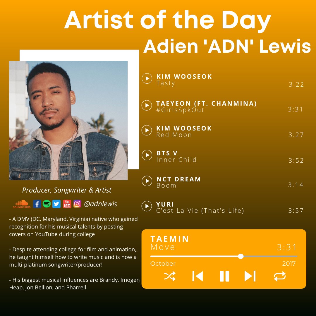 reacttothek's tweet photo. @jayrahgibson @jevansmusic @heychantayy @TiyonTC @EbenezersWorld @charwilmusic @ThaAristocrats @chachamalone 🎵 Artist of the Day: Adien 'ADN' Lewis (@adnlewis ) 🎵

*As he was growing up, he sung in church, in choir, played piano, trombone and flute

*His new EP Alienwave [Volume 1] is out TODAY! Listen to it here: https://t.co/cNHcNozEQx https://t.co/jOamleruEZ