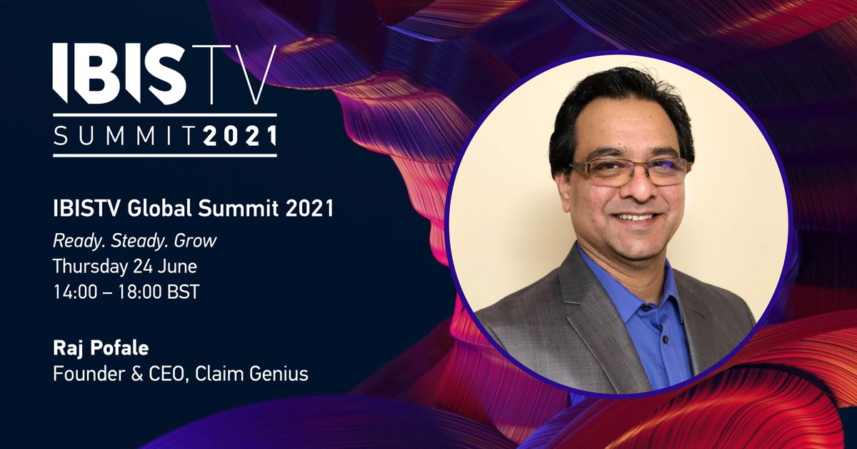 IBISworldwide's tweet photo. Interested in disruptive technologies in the claims industry? Raj Pofale of @ClaimGenius  to give the inside track on #IBISTV2021 on 24 June. To hear Raj speak and join in his Q&amp;A session, register at https://t.co/kVeBelWnl5 https://t.co/mLOakAKMGv