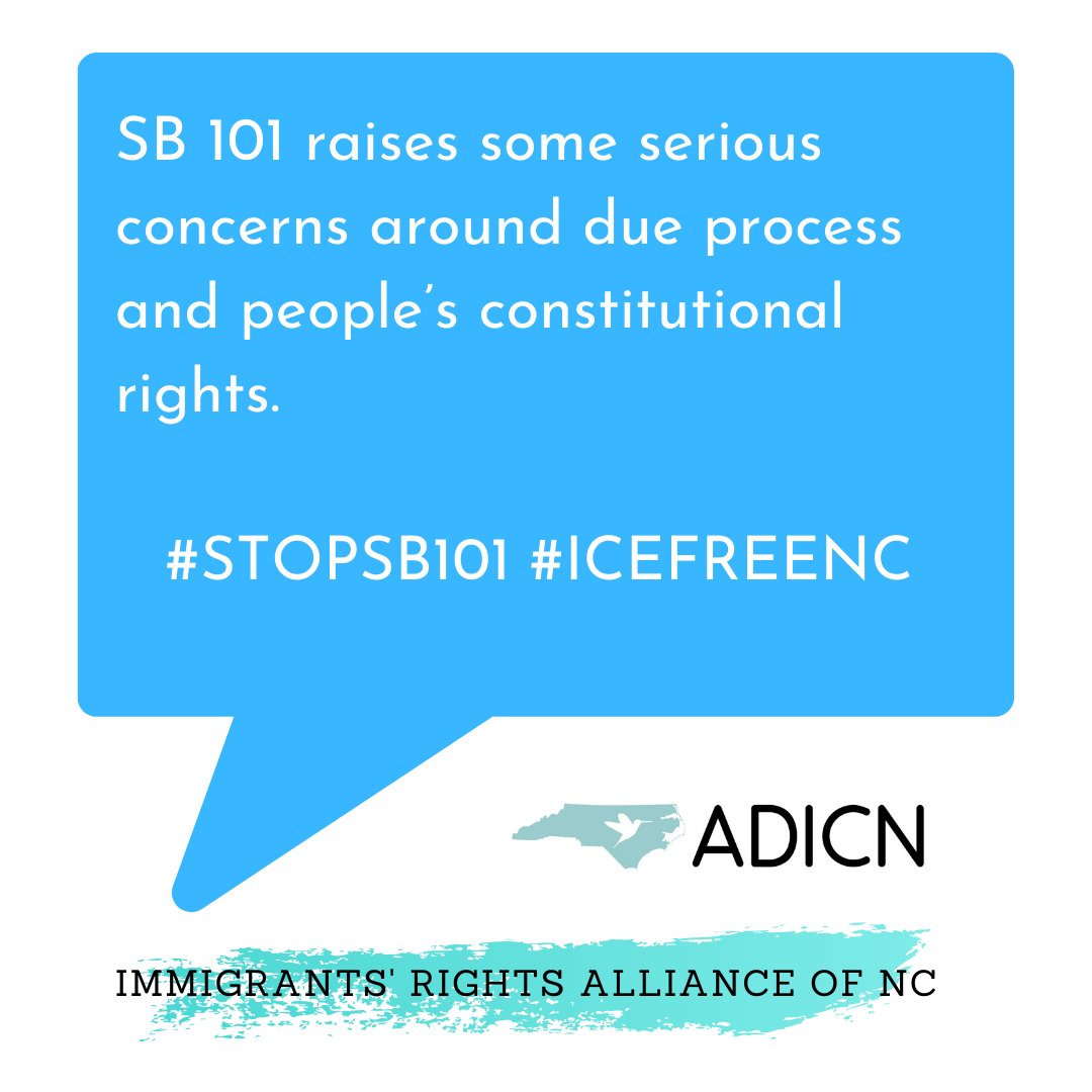 #SB101 is a 'show me your papers' bill that circumvents the local authority of sheriffs by requiring them to cooperate with #ICE and assist in the federal government’s deportation pipeline. #ICEFreeNC #StopSB101