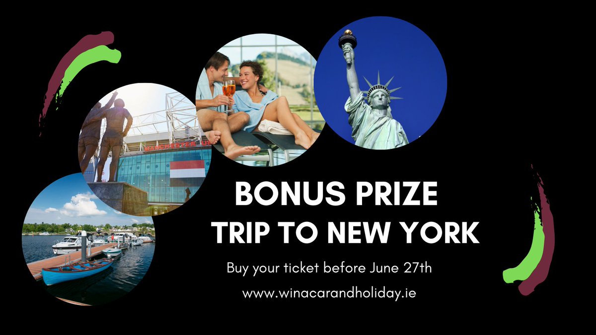 WinaCarHoliday1's tweet photo. Want to win a trip for two to New York? Enter our draw by June 27th, and as well as a chance to win a #newcar #holiday and #cash you could be heading to #NewYork. Buy tickets at https://t.co/BOCTQFeh8l #WinnersWednesday #Boyle #Sport #Fundraiser https://t.co/MZGu9ZP8Ms