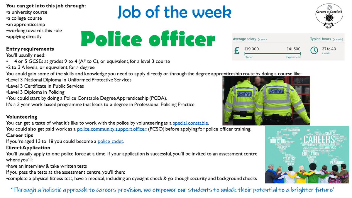 This weeks job of the week looks at becoming a police officer <a href="/Cansfield1/">Cansfield High School</a> <a href="/MrsShoreman/">@MrsShoreman</a> #jotw #GMP