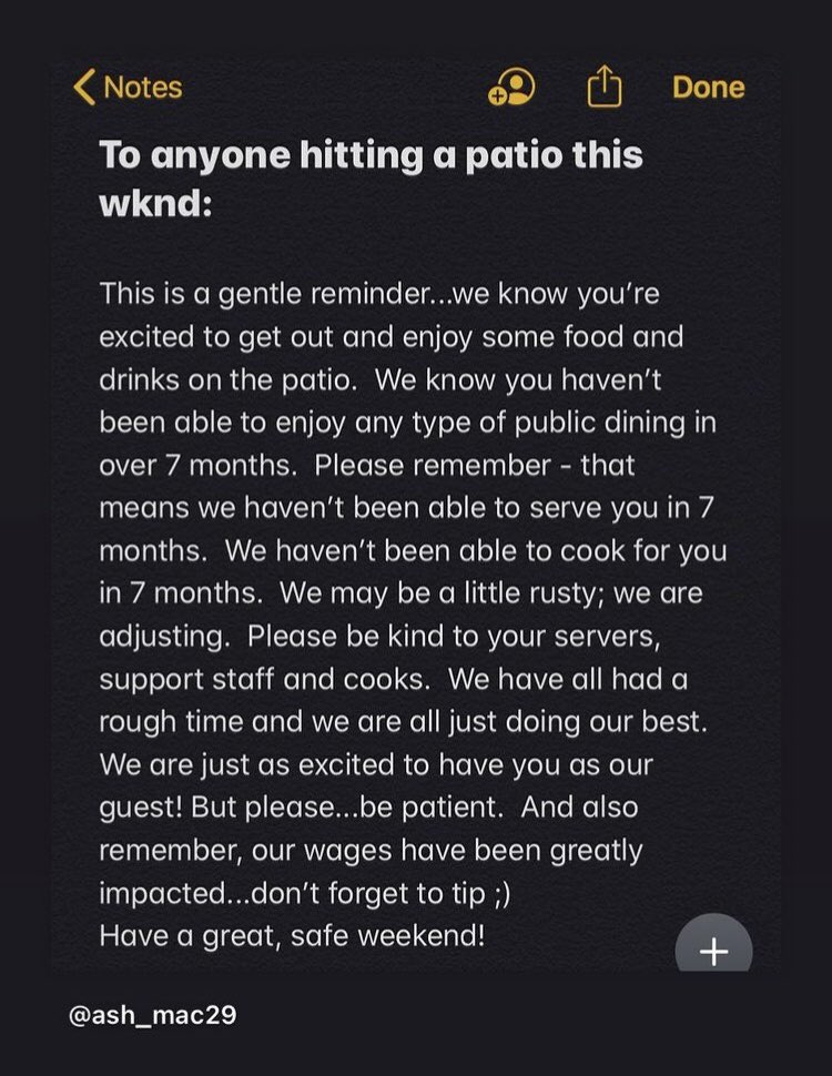 Patio’s are opening soon… please read &amp; share. #hospitality