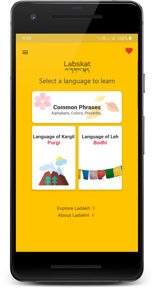 BranchApricot's tweet photo. Ever wondered if there was an easy way to access the Ladakhi language?

We developed “Labskat - Learn Ladakhi” to help learning easy and interactive.

Available in Play Store.

#labskat #ladakhi #ladakhtourism @lg_ladakh @santoshsukhdeve @DvCom_Secretary https://t.co/c6QRtRH2sq