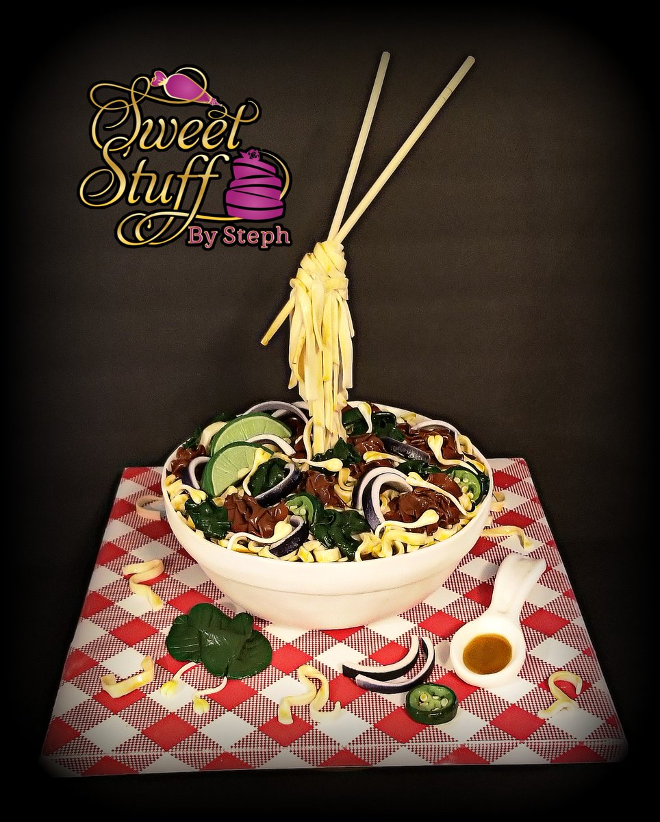 SweetStuffSteph's tweet photo. Hey y'all, been taking care of alot of un-related cake stuff, but I still manage to work on some fun cake projects when the opportunity presents! This cake is "PHO-Reals" 🍲😀🎂 #cakedecorater #cakedecorating #pastrychef #westtexasbaker #westtexascakes #sweetstuff #sweetstuff432 https://t.co/pyfYubfBvU