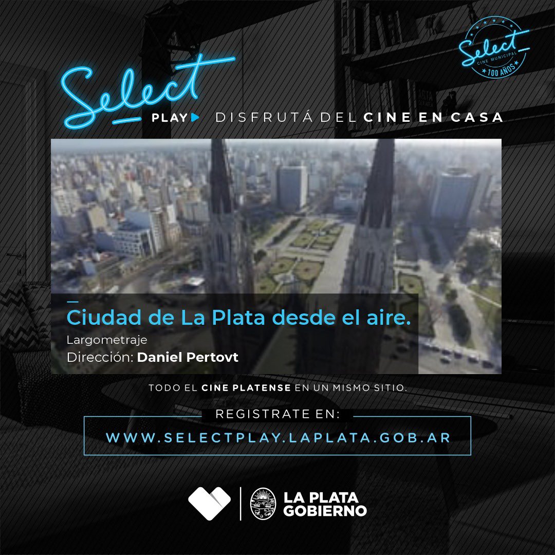 CulturaMLP's tweet photo. ¡Alguna vez observaste a la ciudad desde el aire!
Te acercamos las mejores tomas aéreas de #LaPlata.
Ingresá a #SelectPlay, registrate #Gratis y descubrí todo el cine platense.
#QuedateEnCasa mirando cine platense.
@cinemselect @LaPlataMLP https://t.co/pGBv6tDsou