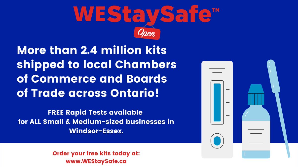 WERCofC's tweet photo. We’re proud to announce that the #ONChamberNetwork has supported the delivery of 2.4M free rapid test kits in over 105 communities across the province: https://t.co/WNTlGbKsqD

A partnership with the @OntarioCofC @CdnChamberofCom @ONgov @GovCanHealth 

#testyqg #RapidTestLeaders https://t.co/C7TJfxVWWw