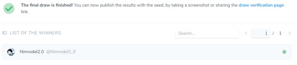Tu as gagné le pack d'émotes <a href="/Nimrodel2_0/">Nimrodel2.0</a> 🙀Félicitations à toi.

Peux-tu nous DM stp?
Merci encore à <a href="/HorizonEsport_/">Horizon Esport</a> &amp; <a href="/Alcaline_/">Alcaline</a> 
🌻🍿