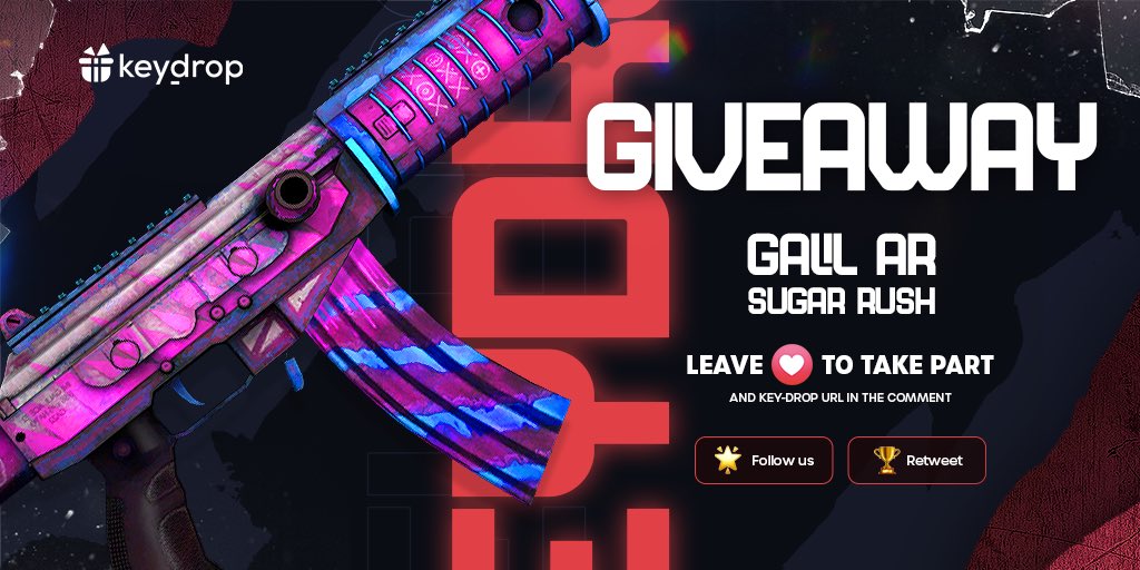 keydropcom's tweet photo. Giveaway on Galil AR | Sugar Rush 🎁

👊 Just leave ❤️ under the post!
🌟 Follow us!
🏆 Retweet!
 
⏰ Wait 24 hours!

#freeskins #csgoskinsgiveaway #csgoskinsfree #giveaway #airdrop #csgocases #csgocase #csgocommunity #csgoesport #skins #csgoskins #keydrop #csgo https://t.co/011bfrcEPR