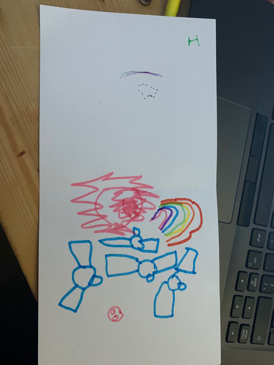 EmmaWoolliams's tweet image. During the #RadCalNet WG meeting this evening, one of my teammates was joined by her young daughter who listened carefully and drew this summary slide with the sun, Earth, a spectrum, lots of satellites and at the top the data - a graph of the site comparisons! Isn’t it great?!