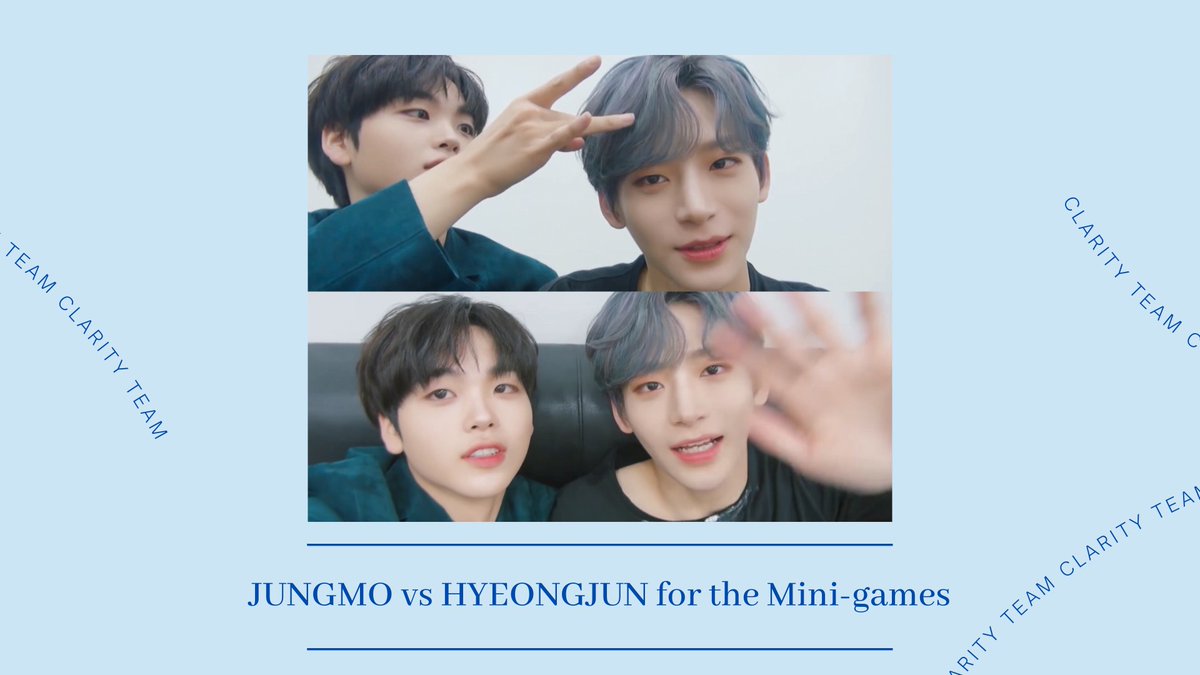 ClarityTeam9's tweet photo. مترجم للعربية// Jungmo vs Hyeongjun For The Mini-games
.
.
نتمنى لكم مشاهدة ممتعة 💫💕 https://t.co/fjOyyETdJP